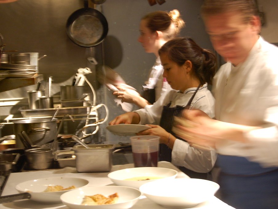 A kitchen mid-service